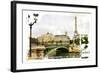 Parisian Streets - Picture In Vintage Painting Style-Maugli-l-Framed Art Print