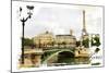 Parisian Streets - Picture In Vintage Painting Style-Maugli-l-Mounted Art Print