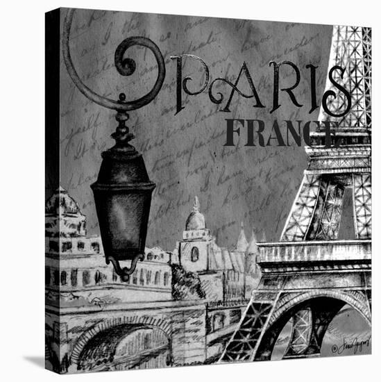 Parisian Wall Black I-Janice Gaynor-Stretched Canvas