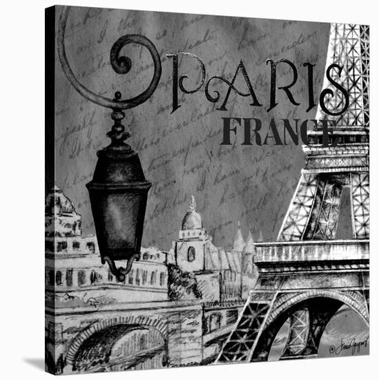 Parisian Wall Black I-Janice Gaynor-Stretched Canvas