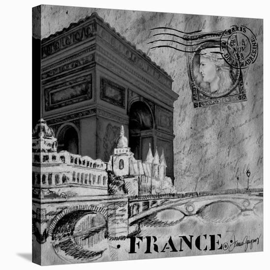 Parisian Wall Black II-Janice Gaynor-Stretched Canvas