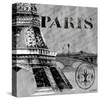 Parisian Wall Black III-Janice Gaynor-Stretched Canvas