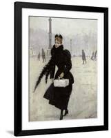 Parisian Woman in the Place de La Concorde, c.1890-Jean Béraud-Framed Giclee Print