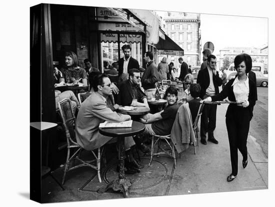 Parisians at a Sidewalk Cafe-Alfred Eisenstaedt-Stretched Canvas