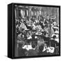 Parisians Dining Outdoors in Balmy Spring Weather-Nat Farbman-Framed Stretched Canvas