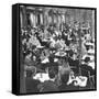 Parisians Dining Outdoors in Balmy Spring Weather-Nat Farbman-Framed Stretched Canvas