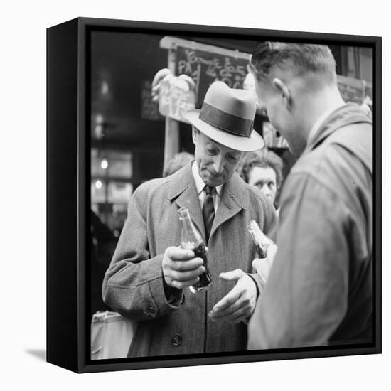 Parisians Drinking Bottled Coca Cola, Paris, France, 1950-Mark Kauffman-Framed Stretched Canvas