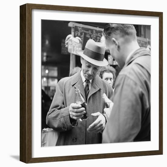 Parisians Drinking Bottled Coca Cola, Paris, France, 1950-Mark Kauffman-Framed Photographic Print