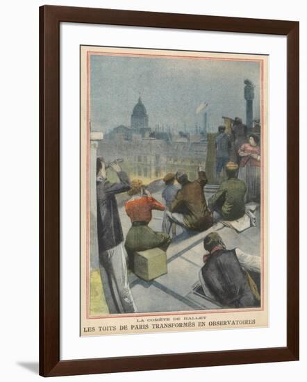 Parisians Gather on Their Rooftops to Observe Halley's Comet-null-Framed Art Print