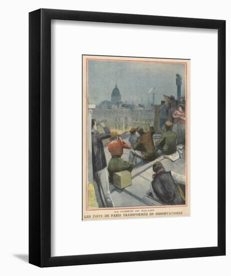 Parisians Gather on Their Rooftops to Observe Halley's Comet-null-Framed Art Print