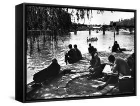 Parisians on the Banks of the Seine-Alfred Eisenstaedt-Framed Stretched Canvas