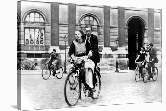 Parisians Travelling by Bicycle, German-Occupied Paris, July 1940-null-Stretched Canvas