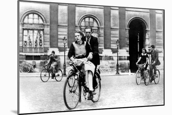 Parisians Travelling by Bicycle, German-Occupied Paris, July 1940-null-Mounted Giclee Print