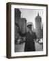 Park Avenue Doorman Using Whistle to Flag Down a Taxi For One of the Residents of His Building-William C^ Shrout-Framed Photographic Print