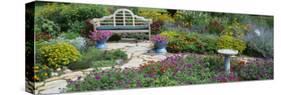 Park Bench in the Garden-null-Stretched Canvas