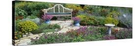 Park Bench in the Garden-null-Stretched Canvas