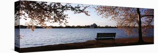 Park Bench with Jefferson Memoria in Background, Tidal Basin, Potomac River, Washington DC-null-Stretched Canvas