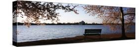 Park Bench with Jefferson Memoria in Background, Tidal Basin, Potomac River, Washington DC-null-Stretched Canvas