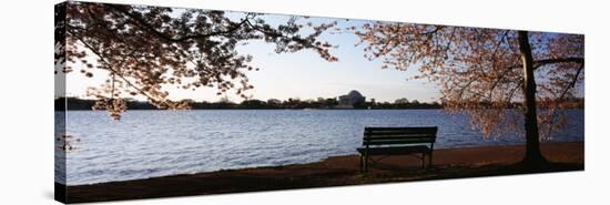 Park Bench with Jefferson Memoria in Background, Tidal Basin, Potomac River, Washington DC-null-Stretched Canvas