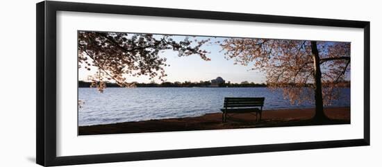 Park Bench with Jefferson Memoria in Background, Tidal Basin, Potomac River, Washington DC-null-Framed Photographic Print