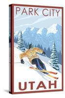 Park City, Utah - Downhill Skier-Lantern Press-Stretched Canvas