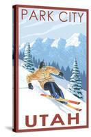 Park City, Utah - Downhill Skier-Lantern Press-Stretched Canvas