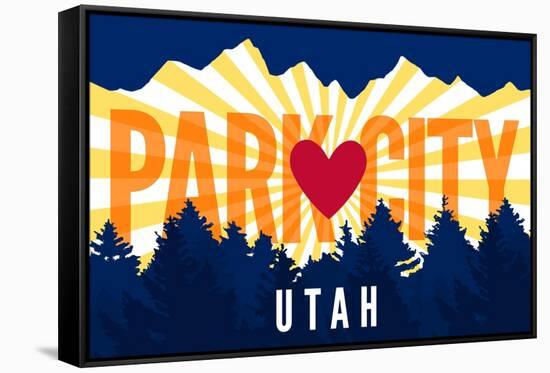 Park City, Utah - Heart and Treeline (Horizontal) - Lantern Press Artwork-Lantern Press-Framed Stretched Canvas