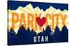 Park City, Utah - Heart and Treeline (Horizontal) - Lantern Press Artwork-Lantern Press-Stretched Canvas