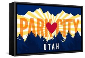 Park City, Utah - Heart and Treeline (Horizontal) - Lantern Press Artwork-Lantern Press-Framed Stretched Canvas