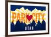 Park City, Utah - Heart and Treeline (Horizontal) - Lantern Press Artwork-Lantern Press-Framed Art Print