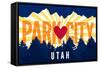Park City, Utah - Heart and Treeline (Horizontal) - Lantern Press Artwork-Lantern Press-Framed Stretched Canvas