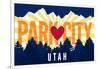 Park City, Utah - Heart and Treeline (Horizontal) - Lantern Press Artwork-Lantern Press-Framed Art Print