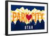 Park City, Utah - Heart and Treeline (Horizontal) - Lantern Press Artwork-Lantern Press-Framed Art Print