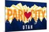 Park City, Utah - Heart and Treeline (Horizontal) - Lantern Press Artwork-Lantern Press-Mounted Art Print