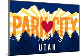 Park City, Utah - Heart and Treeline (Horizontal) - Lantern Press Artwork-Lantern Press-Mounted Art Print