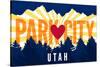 Park City, Utah - Heart and Treeline (Horizontal) - Lantern Press Artwork-Lantern Press-Stretched Canvas