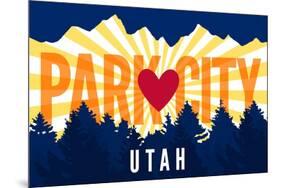 Park City, Utah - Heart and Treeline (Horizontal) - Lantern Press Artwork-Lantern Press-Mounted Premium Giclee Print