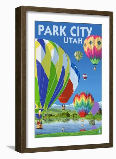 Park City, Utah - Hot Air Balloons-Lantern Press-Framed Art Print