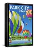 Park City, Utah - Hot Air Balloons-Lantern Press-Framed Stretched Canvas