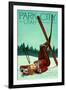 Park City, Utah - Ski Pinup-Lantern Press-Framed Art Print