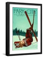 Park City, Utah - Ski Pinup-Lantern Press-Framed Art Print