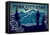 Park City, Utah - Skier & Mountains - Lantern Press Artwork-Lantern Press-Framed Stretched Canvas