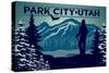 Park City, Utah - Skier & Mountains - Lantern Press Artwork-Lantern Press-Stretched Canvas