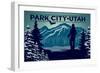 Park City, Utah - Skier & Mountains - Lantern Press Artwork-Lantern Press-Framed Art Print