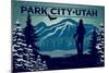 Park City, Utah - Skier & Mountains - Lantern Press Artwork-Lantern Press-Mounted Art Print