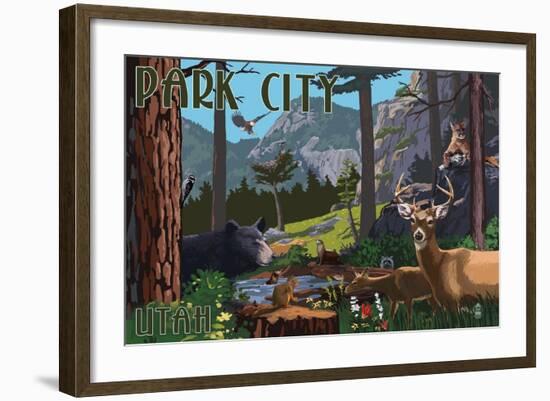 Park City, Utah - Wildlife Utopia-Lantern Press-Framed Art Print