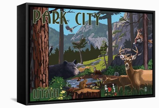 Park City, Utah - Wildlife Utopia-Lantern Press-Framed Stretched Canvas