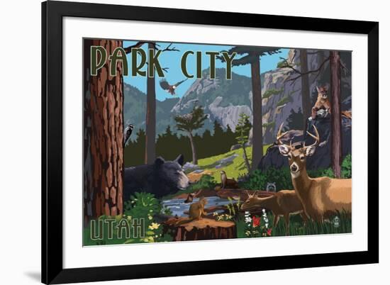 Park City, Utah - Wildlife Utopia-Lantern Press-Framed Premium Giclee Print