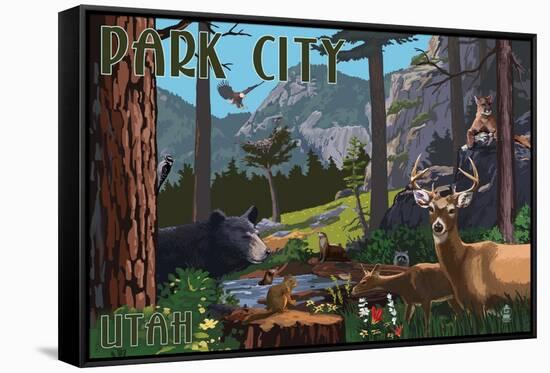 Park City, Utah - Wildlife Utopia-Lantern Press-Framed Stretched Canvas