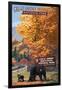 Park Entrance and Bear Family - Great Smoky Mountains National Park, TN-Lantern Press-Framed Art Print